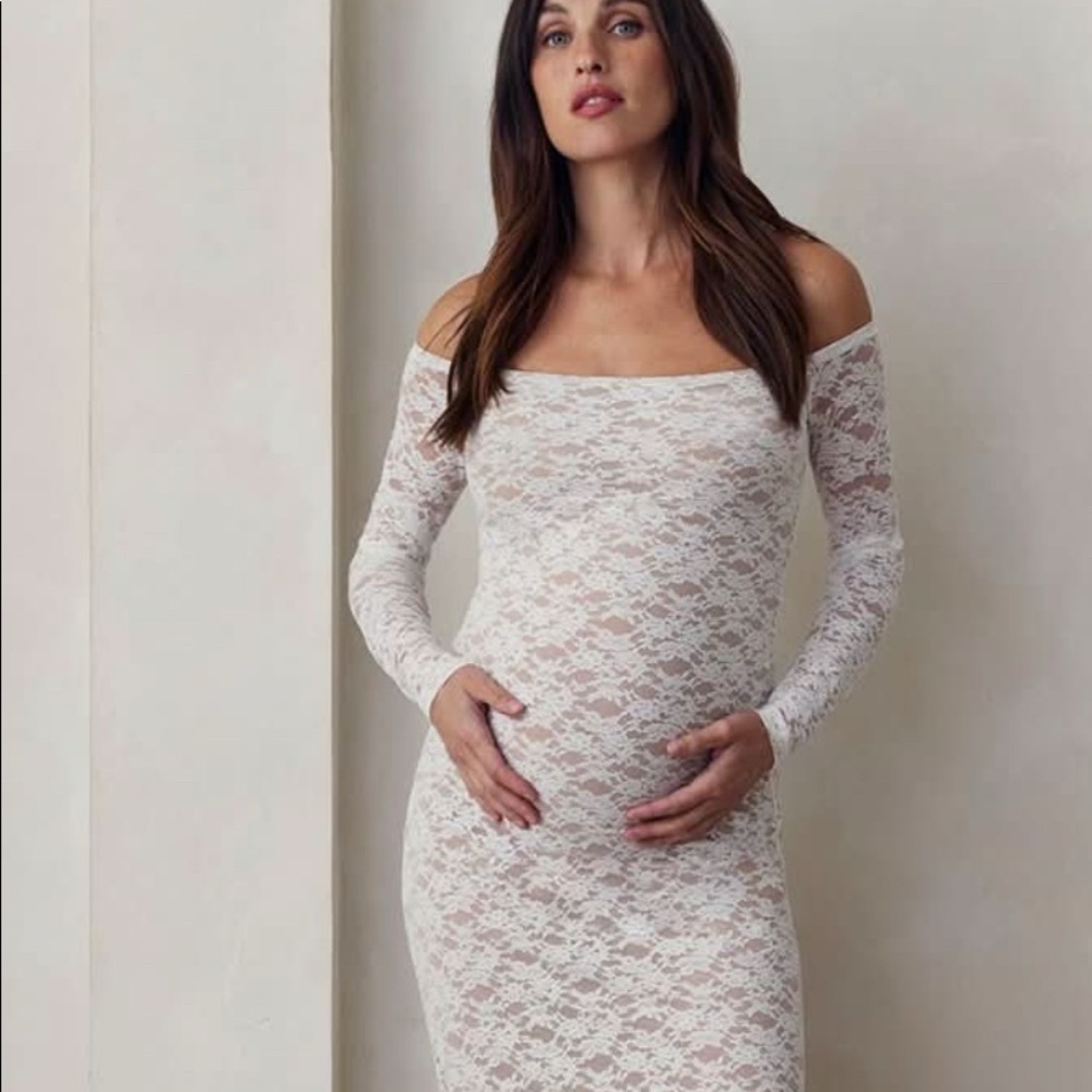 Bumpsuit Off the Shoulder Lace Maternity Dress S